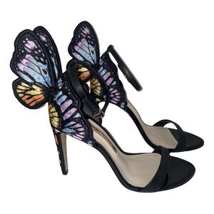 Sophia Webster Chiara Embroidered Rainbow Butterfly Heels